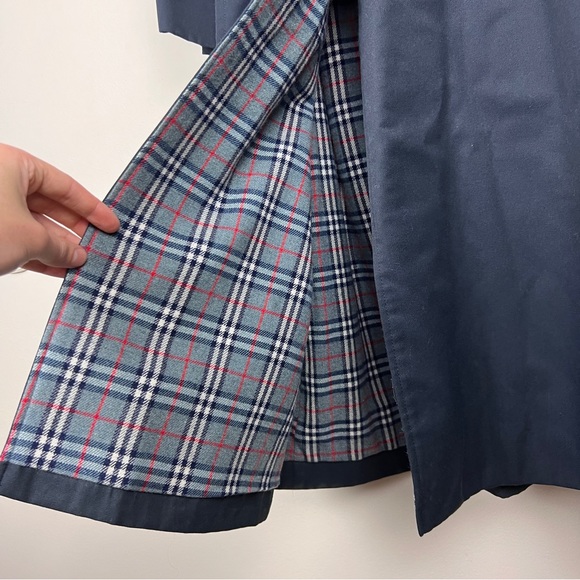 Burberry Vintage Wool Grey Nova Check Detail Lined Hooded Trench Coat - Picture 3 of 9